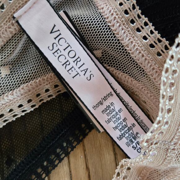 Victoria's Secret Mesh Pokadot Basic Colors Thong Bundle Sz Small New - Picture 4 of 5